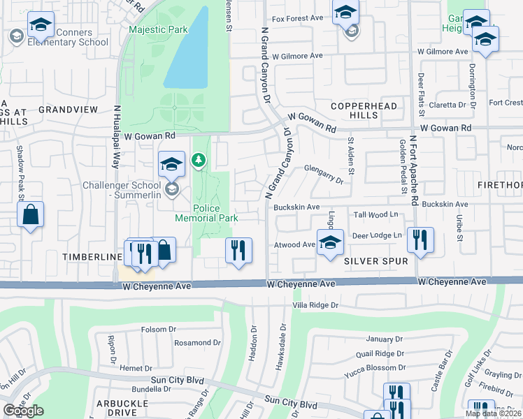 map of restaurants, bars, coffee shops, grocery stores, and more near 3364 Trevet Street in Las Vegas