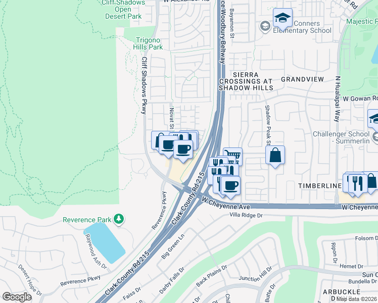 map of restaurants, bars, coffee shops, grocery stores, and more near 3400 North Bearpin Gap Lane in Las Vegas