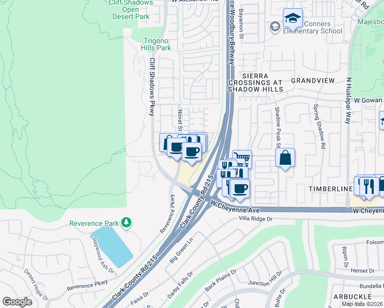map of restaurants, bars, coffee shops, grocery stores, and more near 10625 Nevada Falls Avenue in Las Vegas