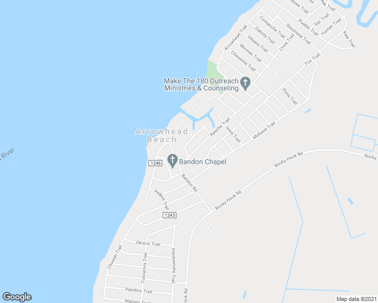 map of restaurants, bars, coffee shops, grocery stores, and more near 209 Apache Trail in Edenton