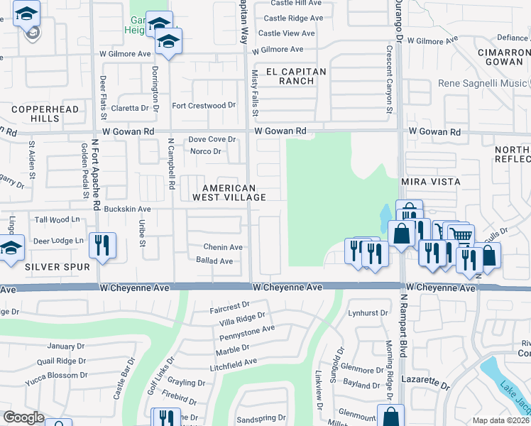 map of restaurants, bars, coffee shops, grocery stores, and more near 8800 Harwich Avenue in Las Vegas