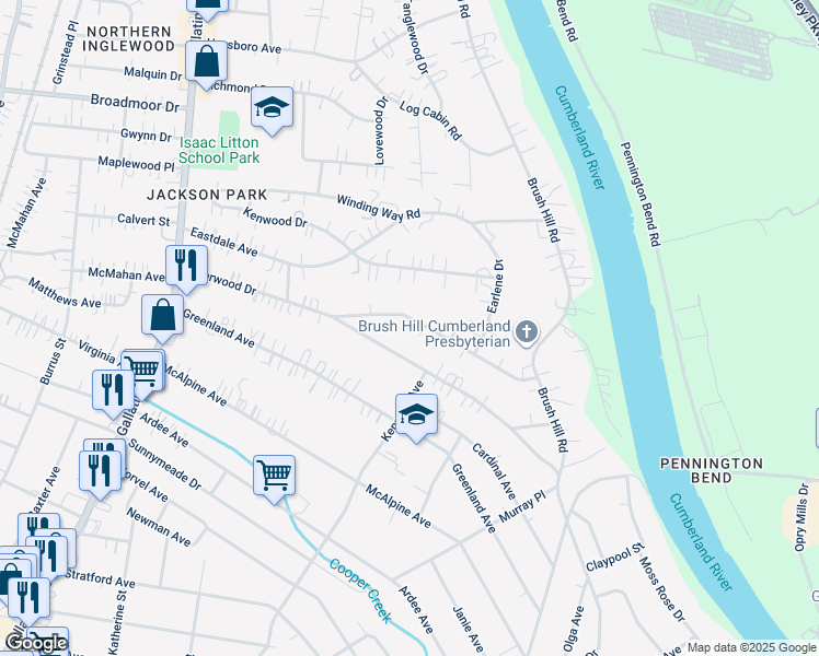 map of restaurants, bars, coffee shops, grocery stores, and more near 1224 Plymouth Avenue in Nashville