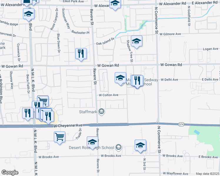 map of restaurants, bars, coffee shops, grocery stores, and more near 3428 Lonesome Drum Street in North Las Vegas