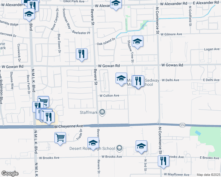 map of restaurants, bars, coffee shops, grocery stores, and more near 3428 Lonesome Drum Street in North Las Vegas