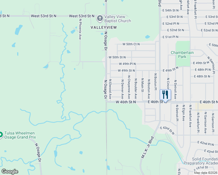 map of restaurants, bars, coffee shops, grocery stores, and more near 4710 North Elwood Avenue in Tulsa