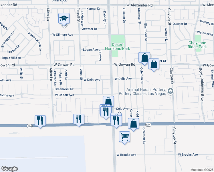 map of restaurants, bars, coffee shops, grocery stores, and more near 2906 Carothers Court in North Las Vegas