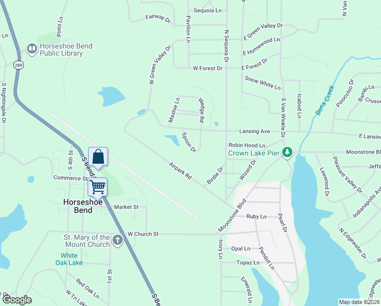 map of restaurants, bars, coffee shops, grocery stores, and more near 511 Spoon Drive in Horseshoe Bend