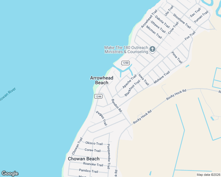 map of restaurants, bars, coffee shops, grocery stores, and more near 107 Bandon Road in Edenton