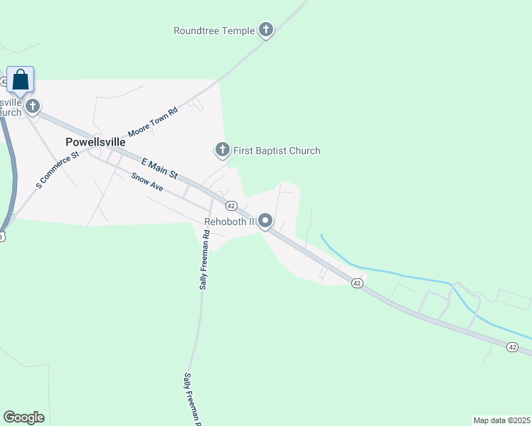map of restaurants, bars, coffee shops, grocery stores, and more near 121 North Carolina 42 in Colerain