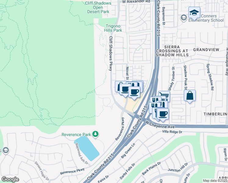 map of restaurants, bars, coffee shops, grocery stores, and more near 3325 Cactus Shadow Street in Las Vegas