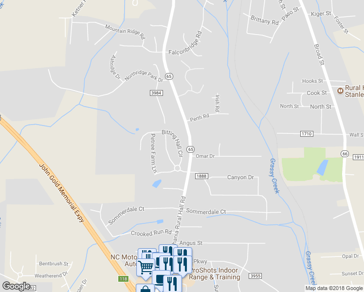 map of restaurants, bars, coffee shops, grocery stores, and more near 771 Bitting Hall Circle in Rural Hall