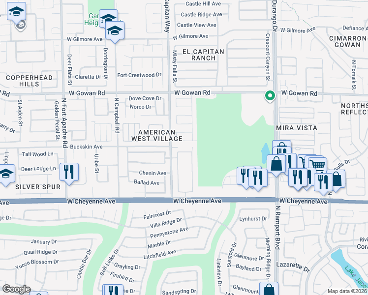 map of restaurants, bars, coffee shops, grocery stores, and more near 8800 Harwich Avenue in Las Vegas