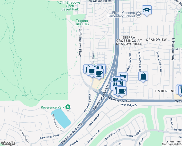 map of restaurants, bars, coffee shops, grocery stores, and more near 3321 Indian Shadow Street in Las Vegas
