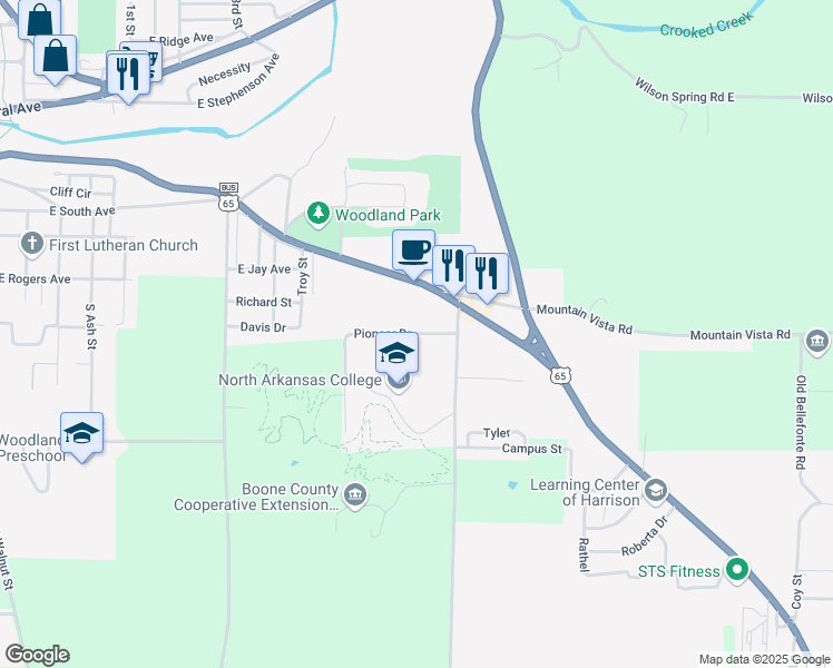 map of restaurants, bars, coffee shops, grocery stores, and more near Pioneer Drive in Harrison