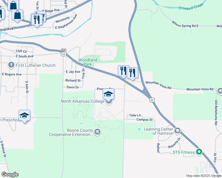 map of restaurants, bars, coffee shops, grocery stores, and more near Pioneer Drive in Harrison