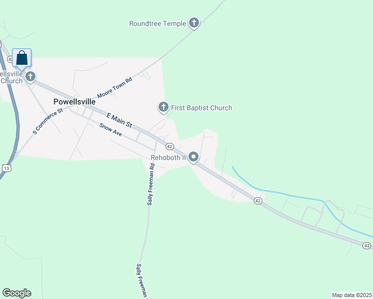 map of restaurants, bars, coffee shops, grocery stores, and more near 117 North Carolina 42 in Colerain