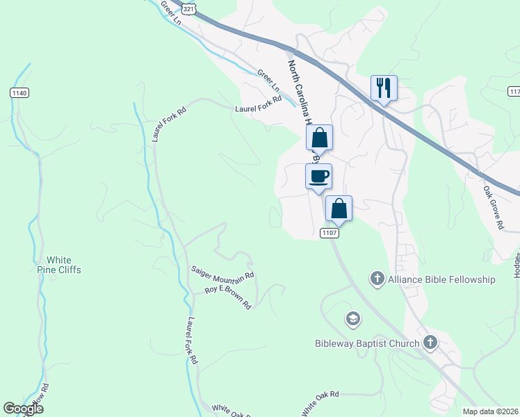 map of restaurants, bars, coffee shops, grocery stores, and more near 272-274 Evening Shade in Vilas