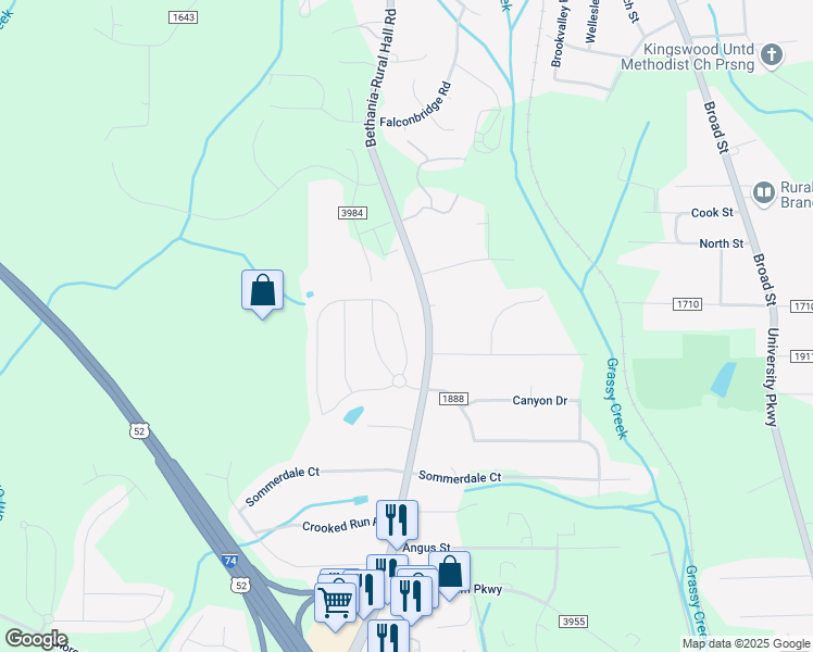 map of restaurants, bars, coffee shops, grocery stores, and more near 783 Bitting Hall Circle in Rural Hall