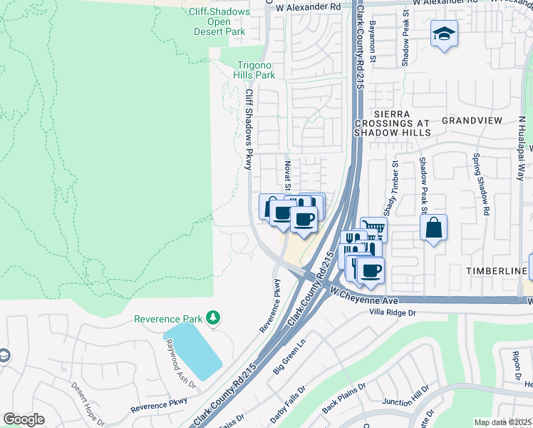 map of restaurants, bars, coffee shops, grocery stores, and more near 3350 Cactus Shadow Street in Las Vegas