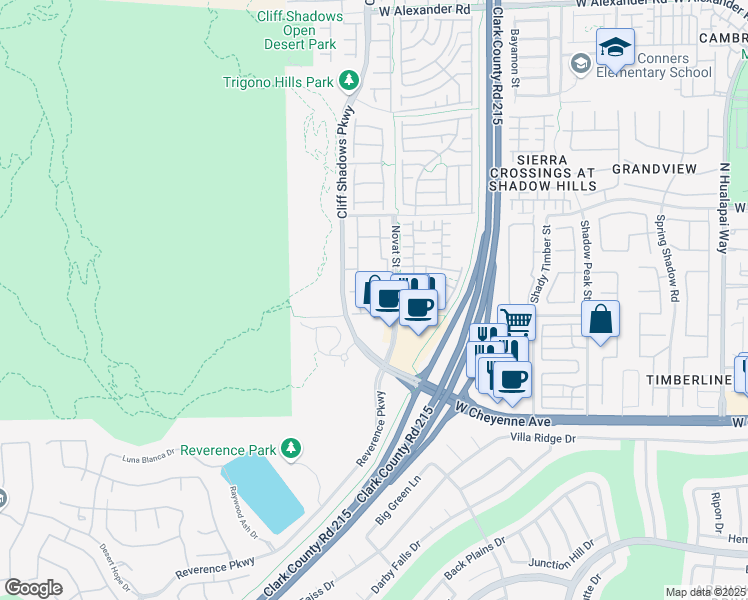 map of restaurants, bars, coffee shops, grocery stores, and more near 3351 Indian Shadow Street in Las Vegas
