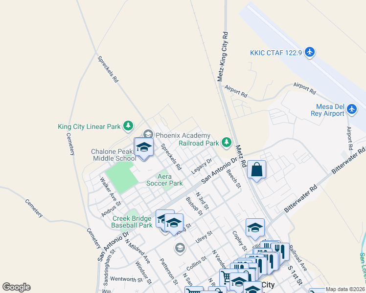 map of restaurants, bars, coffee shops, grocery stores, and more near 112 Brunia Place in King City