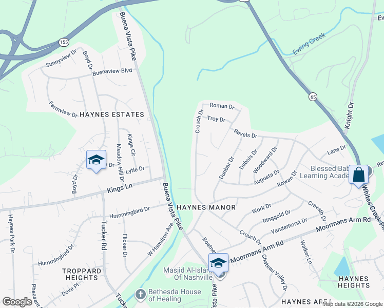 map of restaurants, bars, coffee shops, grocery stores, and more near 3886 Crouch Drive in Nashville