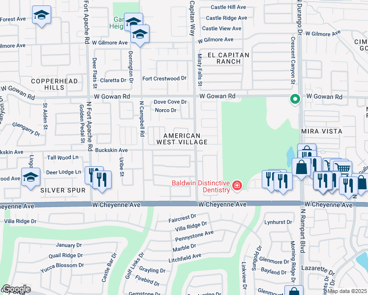 map of restaurants, bars, coffee shops, grocery stores, and more near 8829 Cornwall Glen Avenue in Las Vegas