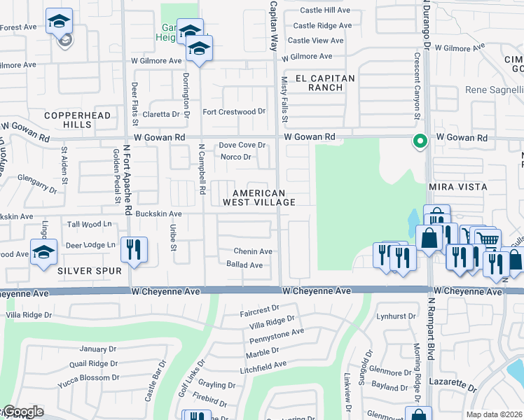 map of restaurants, bars, coffee shops, grocery stores, and more near 8829 Cornwall Glen Avenue in Las Vegas
