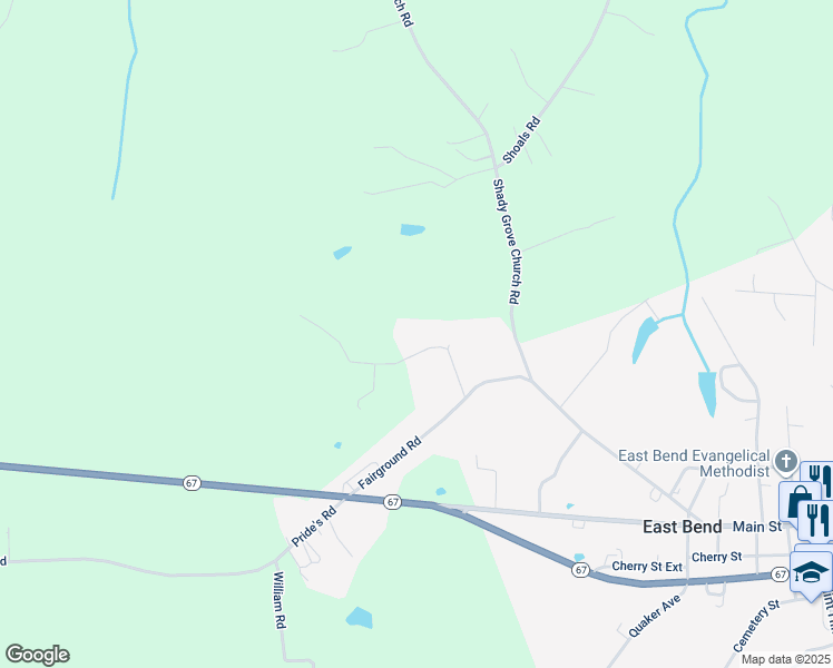map of restaurants, bars, coffee shops, grocery stores, and more near 1002 Adrienne Lane in East Bend
