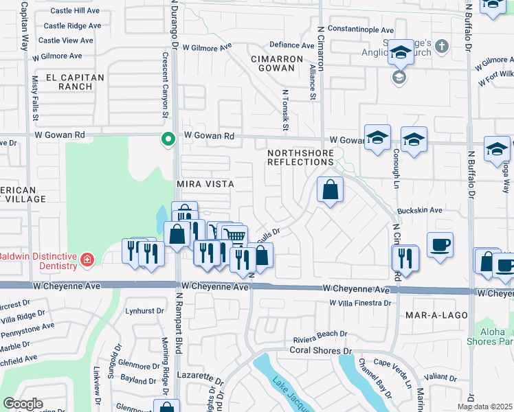 map of restaurants, bars, coffee shops, grocery stores, and more near 8252 Roselle Court in Las Vegas