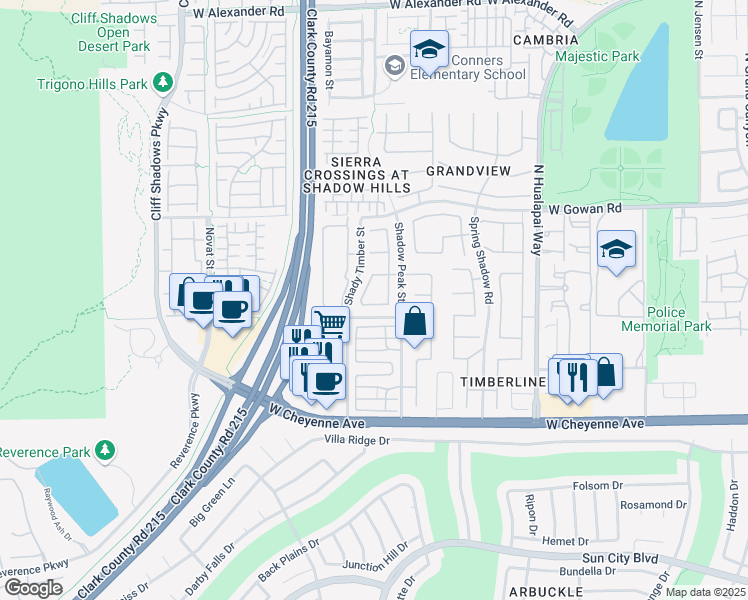 map of restaurants, bars, coffee shops, grocery stores, and more near 10372 Santa Cresta Avenue in Las Vegas