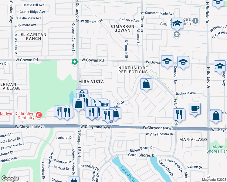 map of restaurants, bars, coffee shops, grocery stores, and more near 8252 Roselle Court in Las Vegas