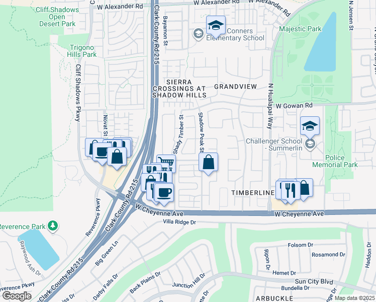map of restaurants, bars, coffee shops, grocery stores, and more near 10372 Santa Cresta Avenue in Las Vegas