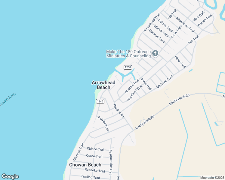 map of restaurants, bars, coffee shops, grocery stores, and more near 107 Bandon Road in Edenton