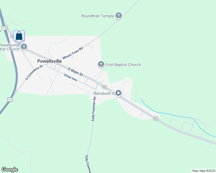 map of restaurants, bars, coffee shops, grocery stores, and more near 109 North Carolina 42 in Colerain