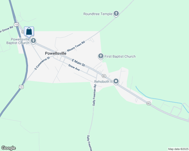 map of restaurants, bars, coffee shops, grocery stores, and more near 106 Sally Freeman Road in Colerain