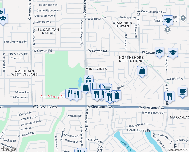 map of restaurants, bars, coffee shops, grocery stores, and more near 8449 Majestic View Avenue in Las Vegas
