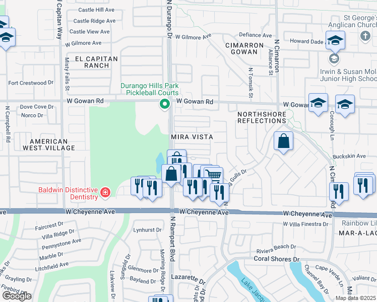 map of restaurants, bars, coffee shops, grocery stores, and more near 8449 Majestic View Avenue in Las Vegas