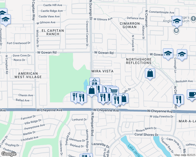 map of restaurants, bars, coffee shops, grocery stores, and more near 8461 Majestic View Avenue in Las Vegas