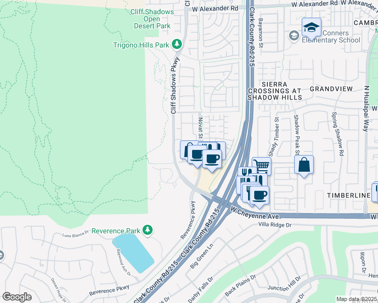 map of restaurants, bars, coffee shops, grocery stores, and more near 3361 Indian Shadow Street in Las Vegas