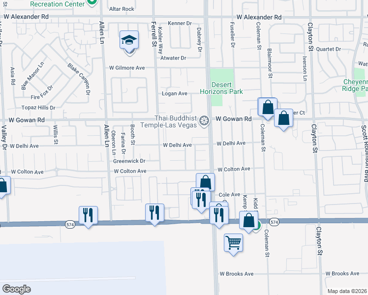 map of restaurants, bars, coffee shops, grocery stores, and more near 3106 Nebulous Circle in North Las Vegas