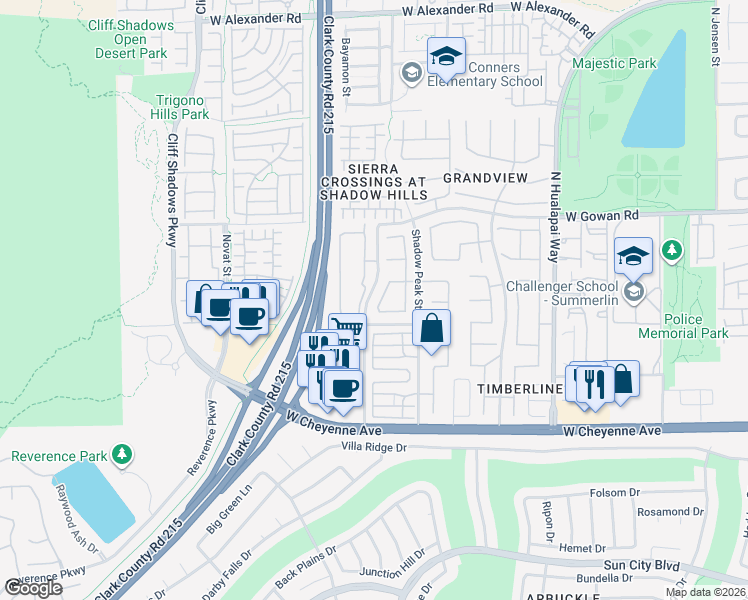 map of restaurants, bars, coffee shops, grocery stores, and more near 3421 Sun Rhythm Street in Las Vegas
