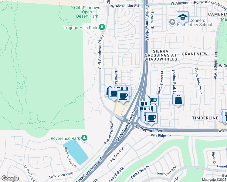 map of restaurants, bars, coffee shops, grocery stores, and more near 3364 Indian Shadow Street in Las Vegas