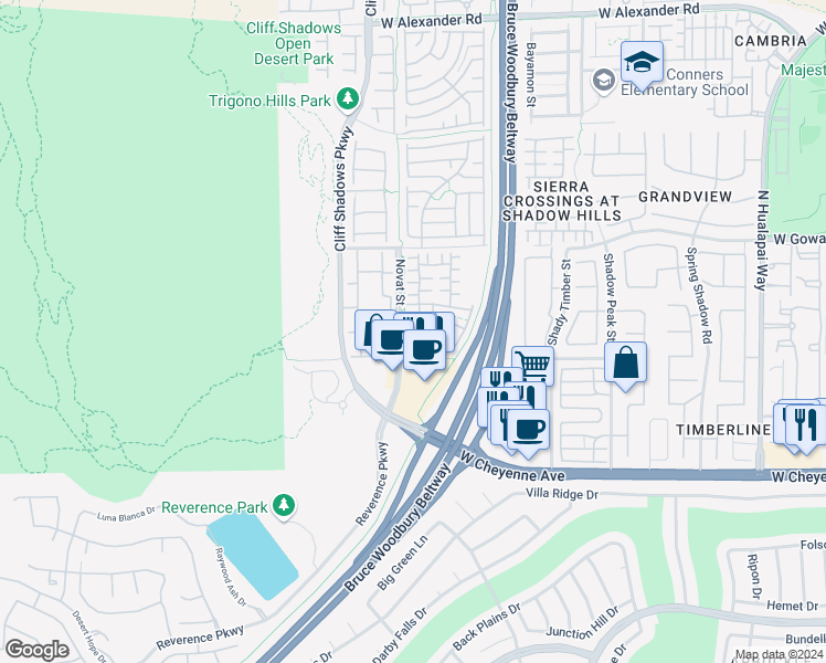 map of restaurants, bars, coffee shops, grocery stores, and more near 10629 Yarrow Root Court in Las Vegas