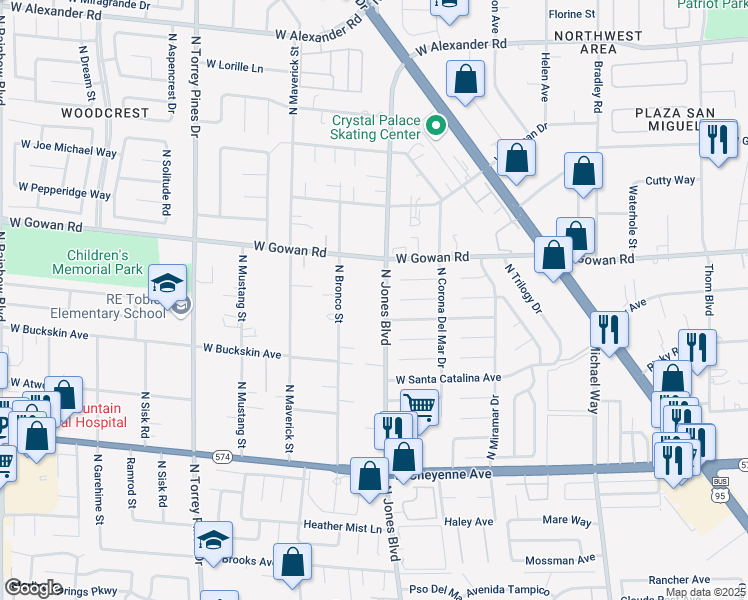 map of restaurants, bars, coffee shops, grocery stores, and more near in Las Vegas
