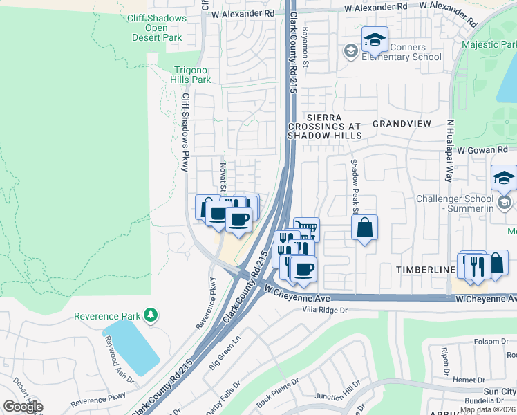 map of restaurants, bars, coffee shops, grocery stores, and more near 10517 Blanca Peak Avenue in Las Vegas