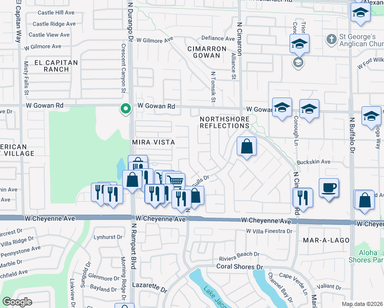 map of restaurants, bars, coffee shops, grocery stores, and more near 3408 Tuscany Village Drive in Las Vegas