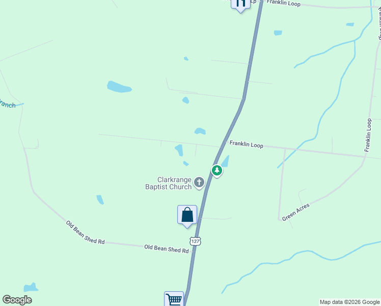 map of restaurants, bars, coffee shops, grocery stores, and more near 574 Page Road in Clarkrange