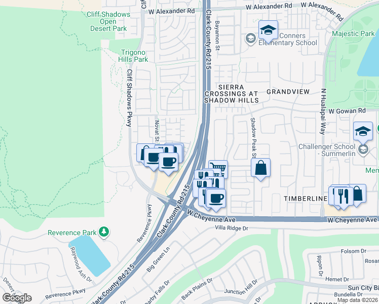 map of restaurants, bars, coffee shops, grocery stores, and more near 10517 Blanca Peak Avenue in Las Vegas