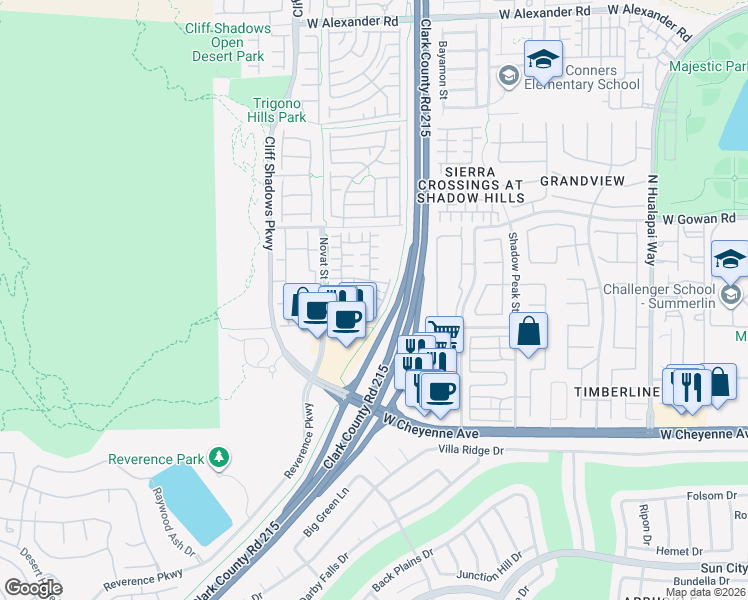 map of restaurants, bars, coffee shops, grocery stores, and more near 10517 Blanca Peak Avenue in Las Vegas